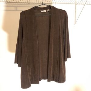 Chicos Brown Travelers Acetate and Spandex Cardigan Size 1